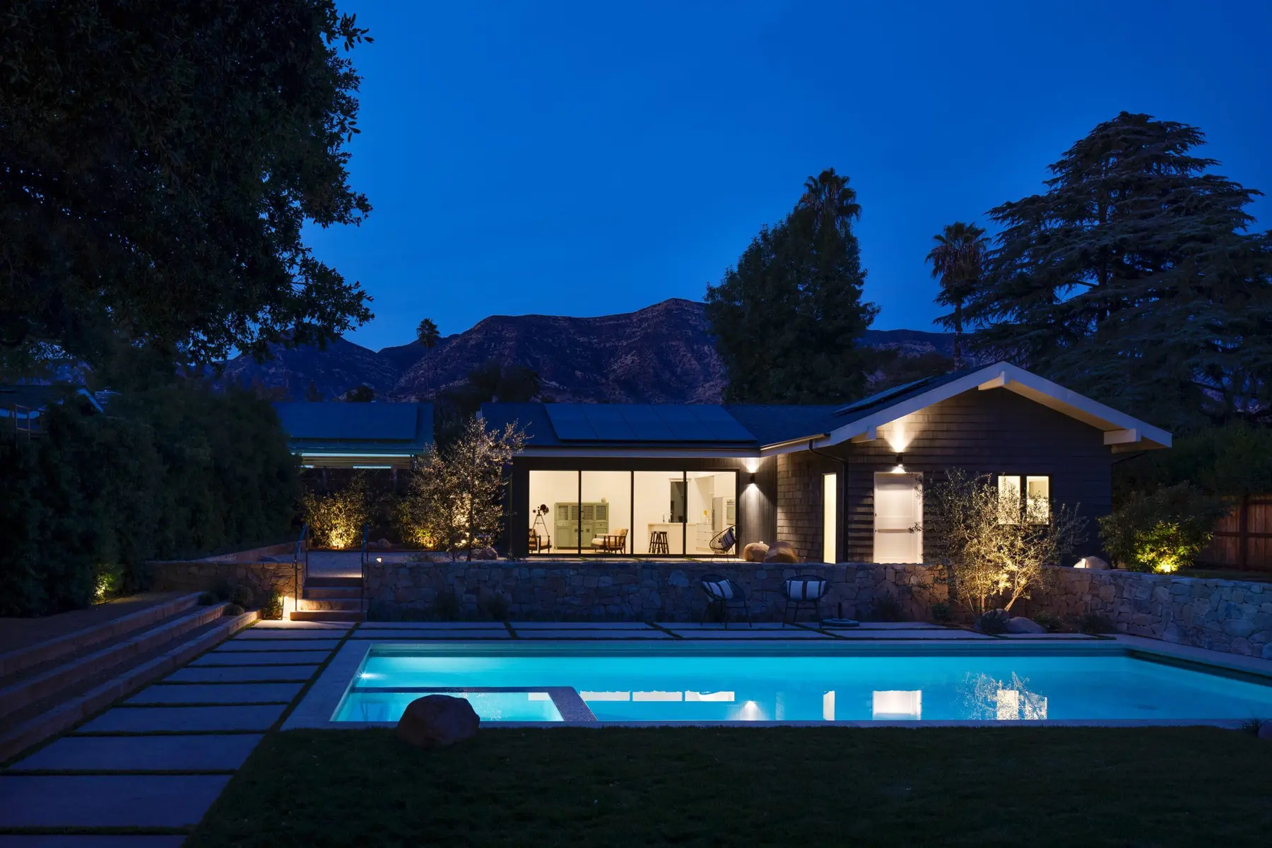 Contemporary custom residence at night